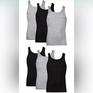 Hanes Men's Black and Gray Tank Tops - Set of 6 (1062)